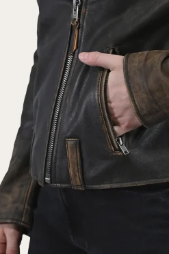 Leather Jackets^Frye Authentic Soft Lamb Crackle Leather Biker Jacket Brown