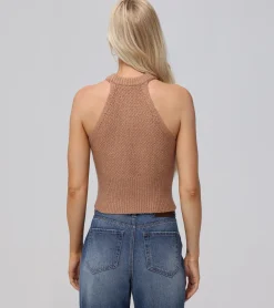 Tops^Frye Cable Halter Sweater Brown
