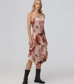 Dresses^Frye Charmeuse Lace Trim Slip Midi Dress