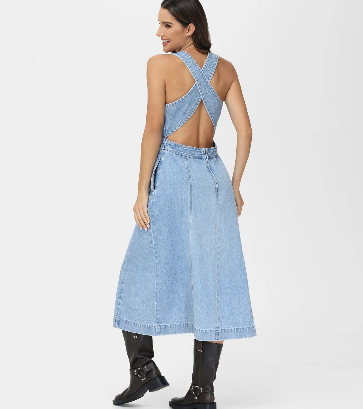 Dresses^Frye Criss-cross Maxi Denim Dress Paradise Wash