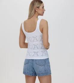 Tops^Frye Crochet Tank Bright White