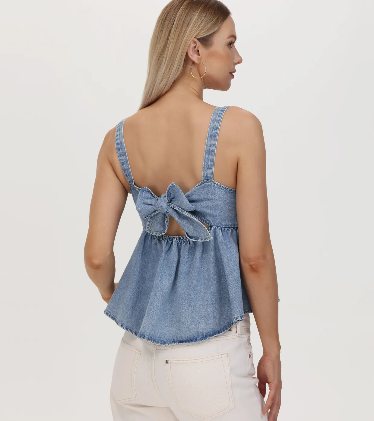 Tops^Frye Cropped Babydoll Top Cloud Wash