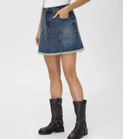 Bottoms^Frye Denim Mini Skirt Mustang Wash