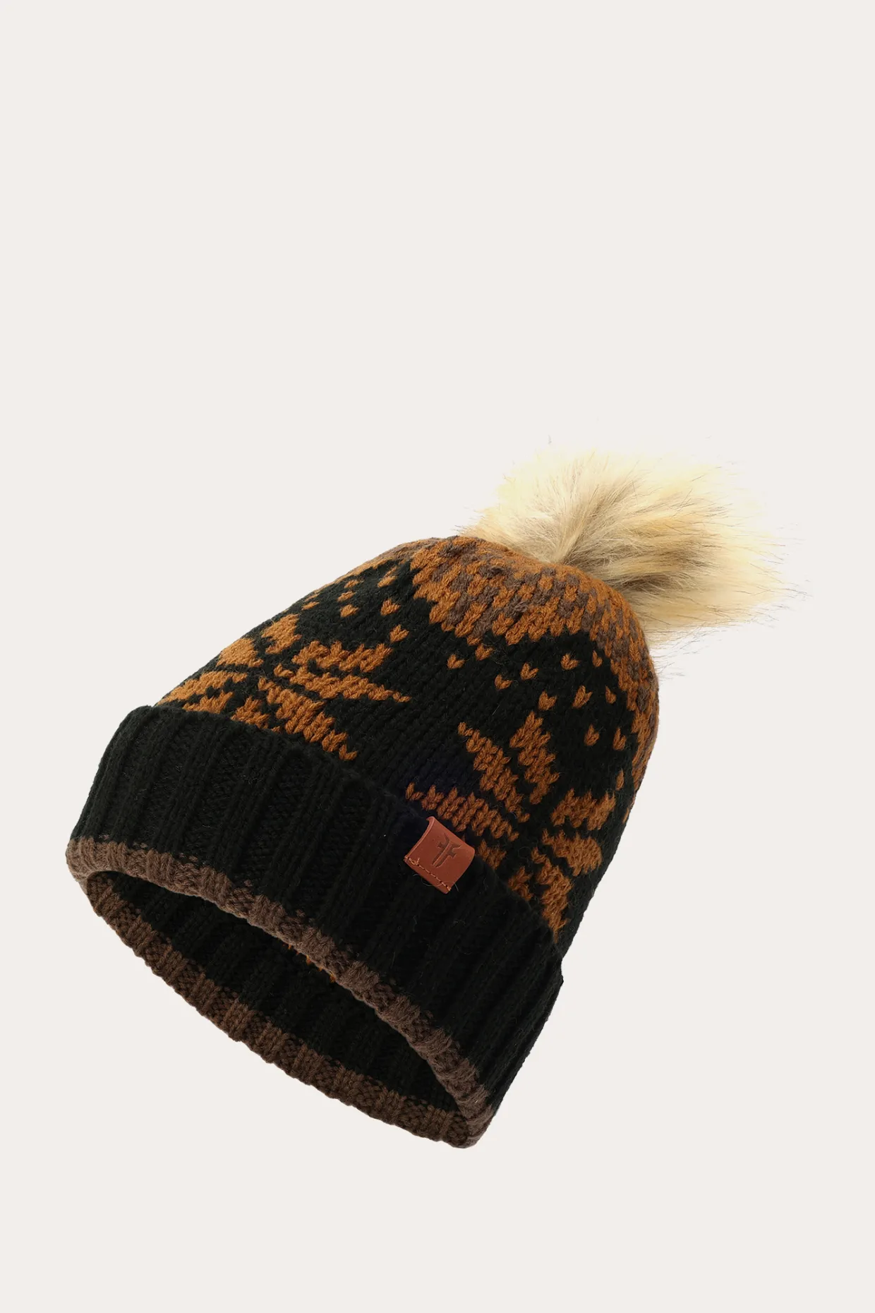 Cold Weather^Frye Fair Isle Beanie With Cuff & Faux Fur Pom