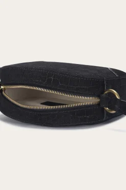 Handbags^Frye Melissa Sueded Croco Camera Black