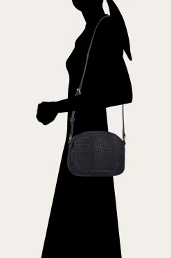 Handbags^Frye Melissa Sueded Croco Camera Black