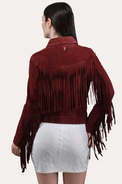 Leather Jackets^Frye Oxblood Fringed Jacket