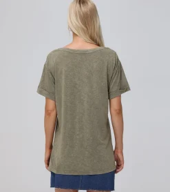 Tops^Frye Rolled Cuff Graphic Tee