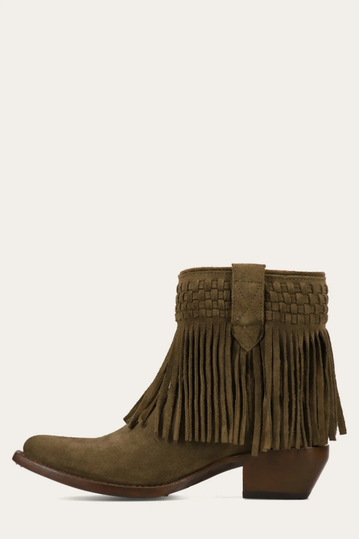 Booties^Frye Sacha Short Fringe Bootie