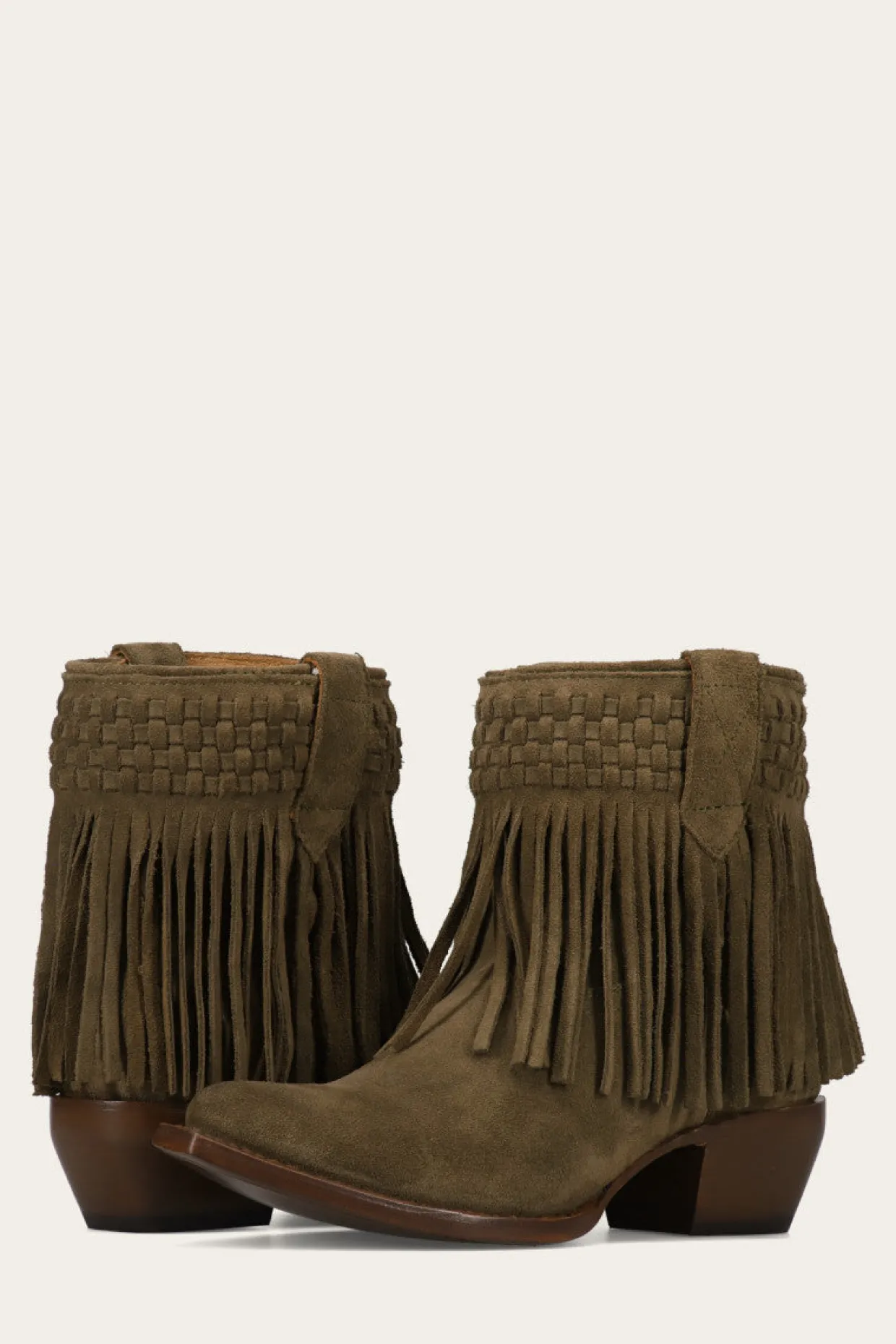 Booties^Frye Sacha Short Fringe Bootie
