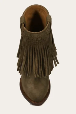 Booties^Frye Sacha Short Fringe Bootie