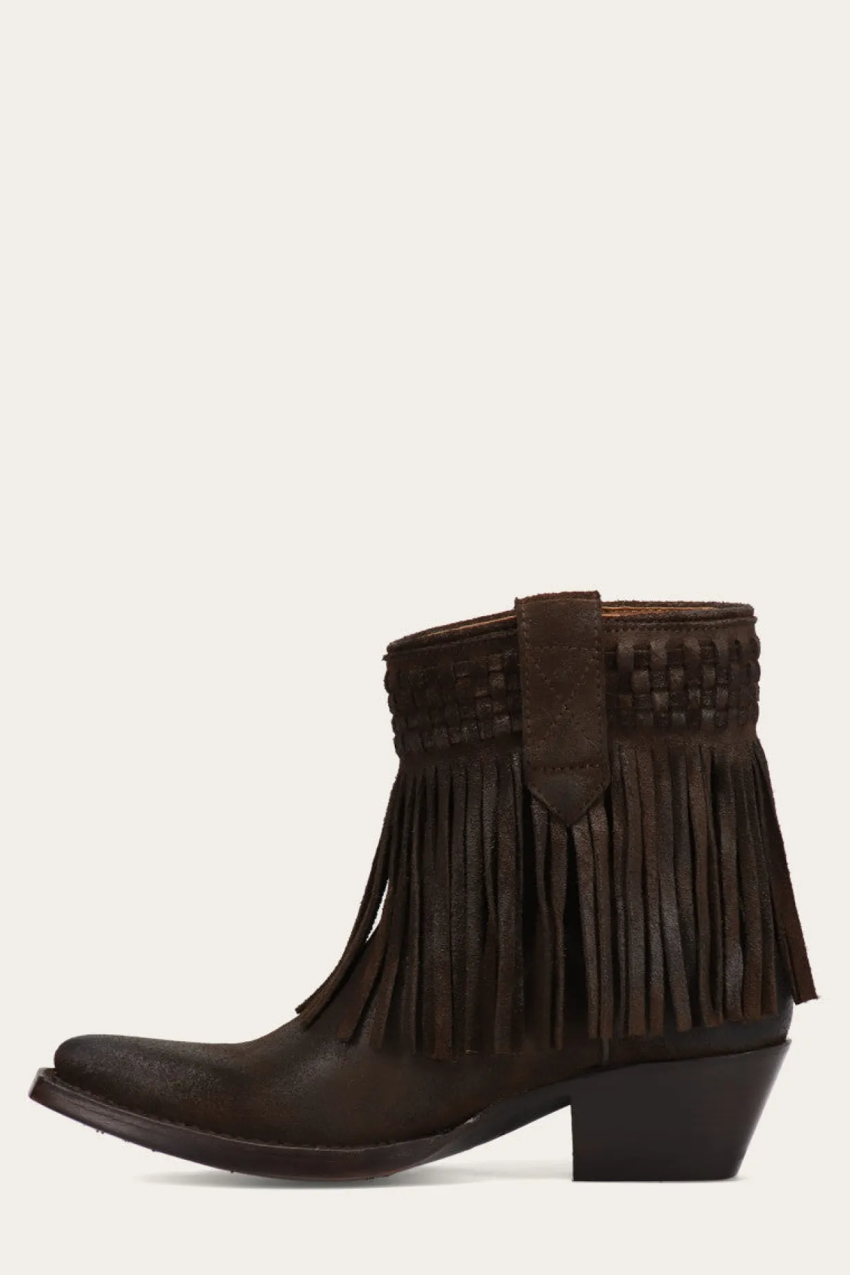 Booties^Frye Sacha Short Fringe Bootie