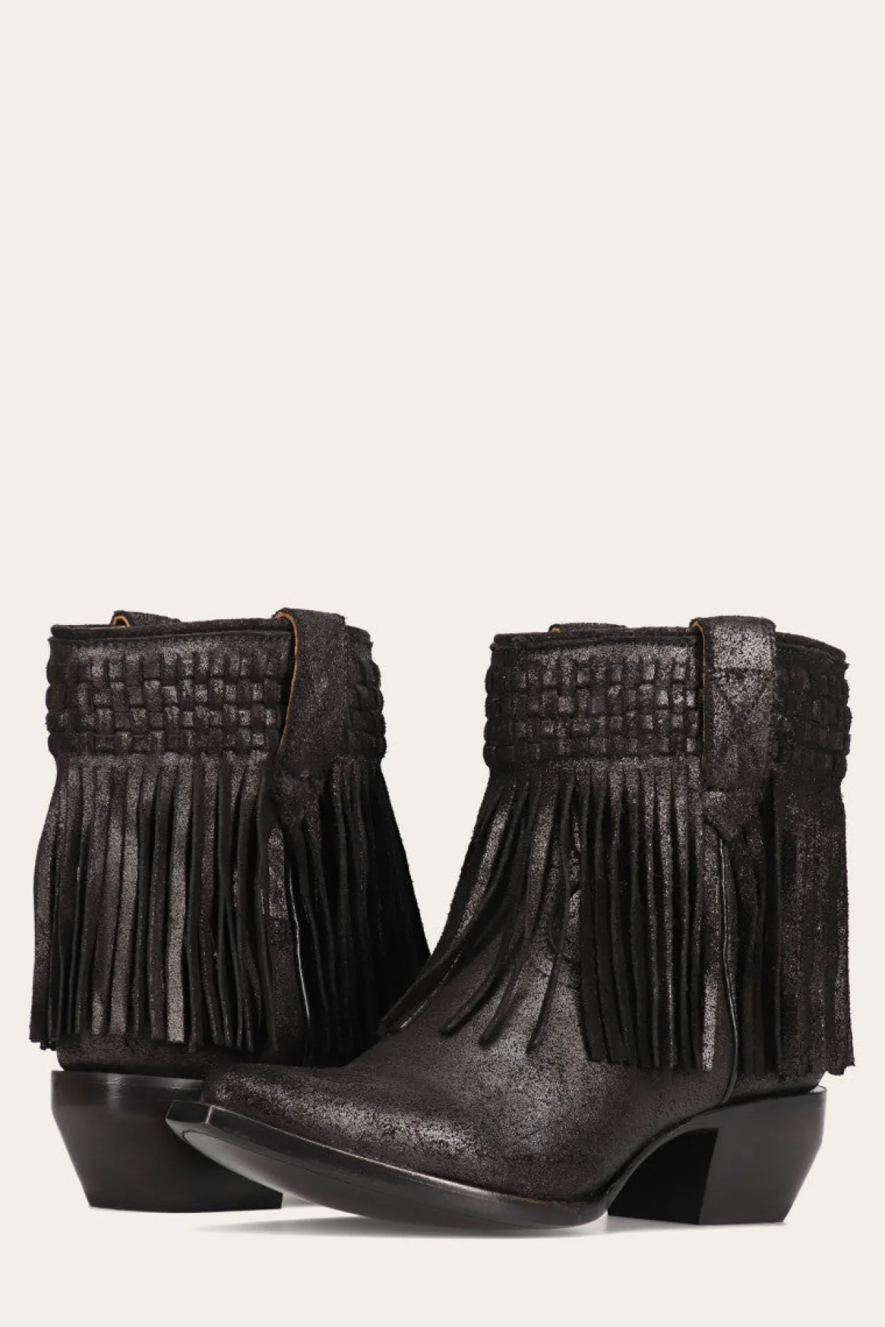 Booties^Frye Sacha Short Fringe Bootie