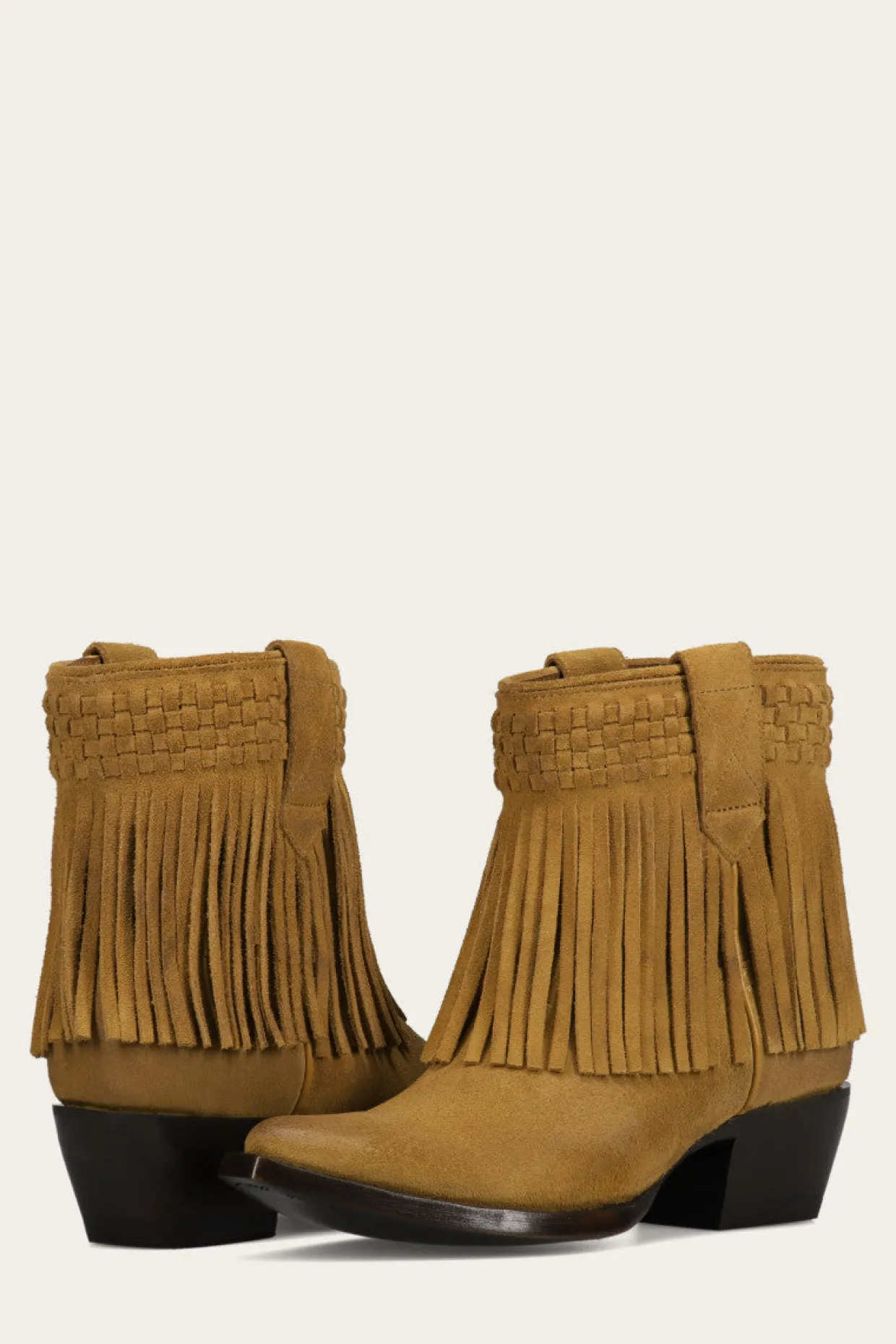 Booties^Frye Sacha Short Fringe Bootie