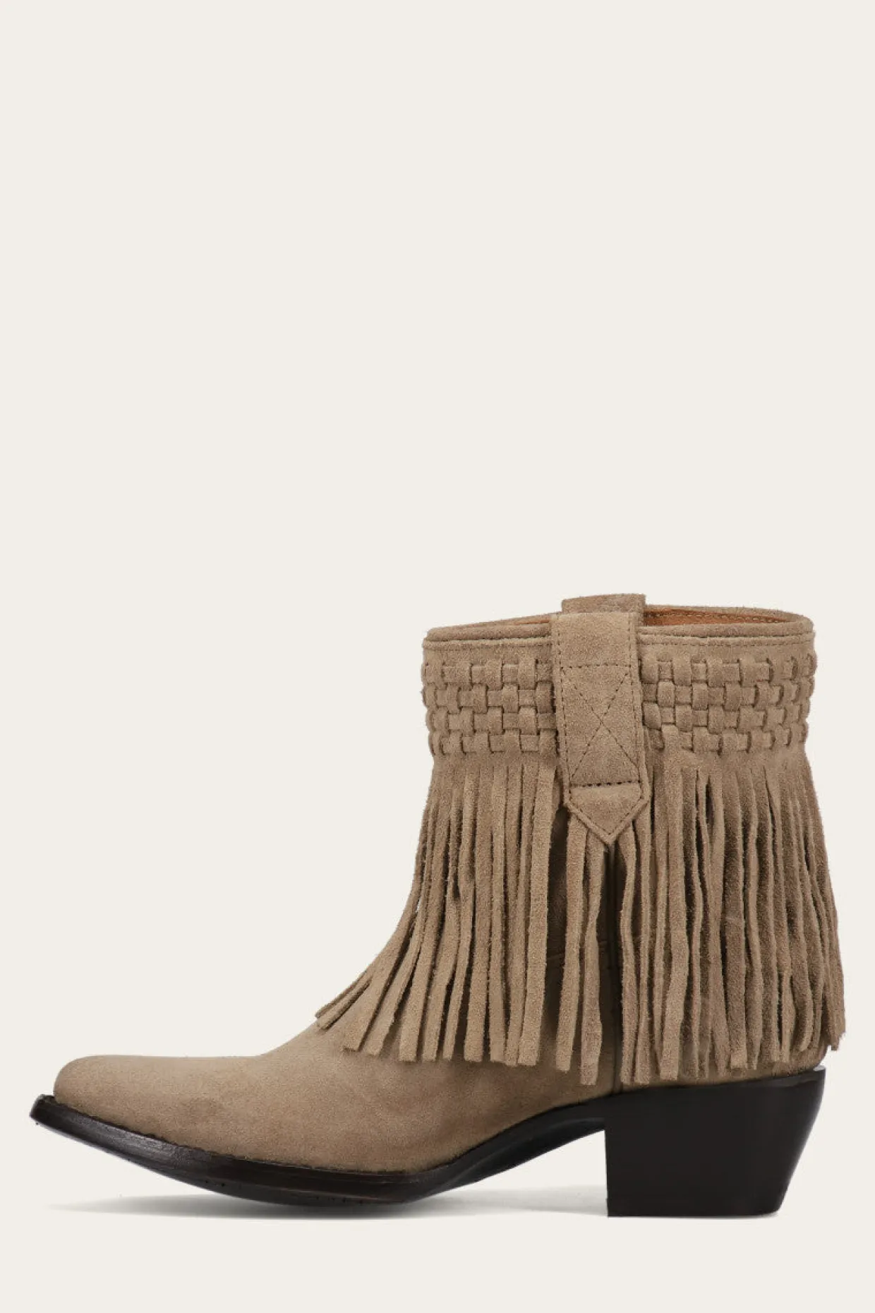 Booties^Frye Sacha Short Fringe Bootie