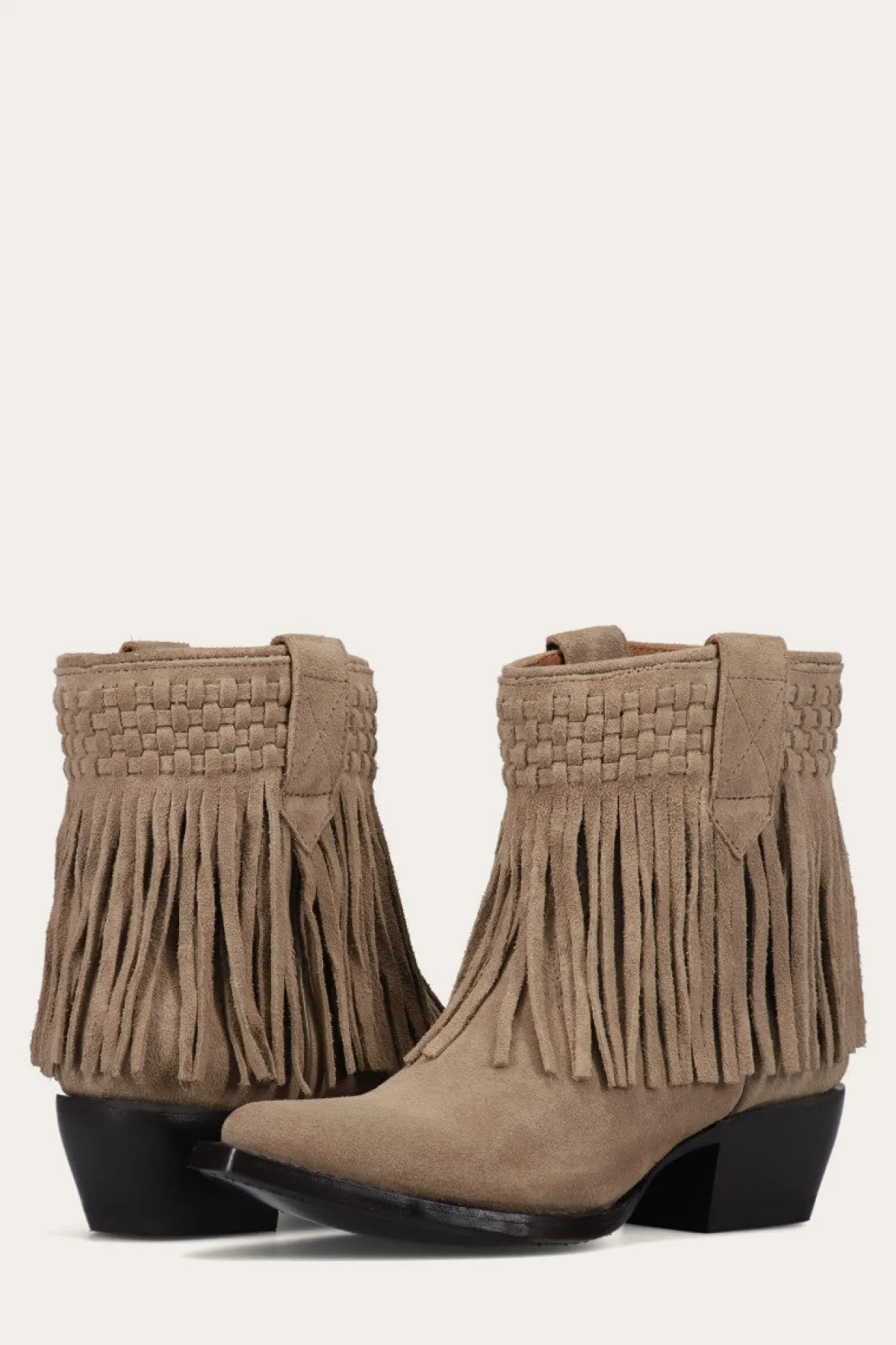 Booties^Frye Sacha Short Fringe Bootie
