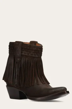 Booties^Frye Sacha Short Fringe Bootie