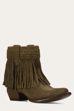 Booties^Frye Sacha Short Fringe Bootie