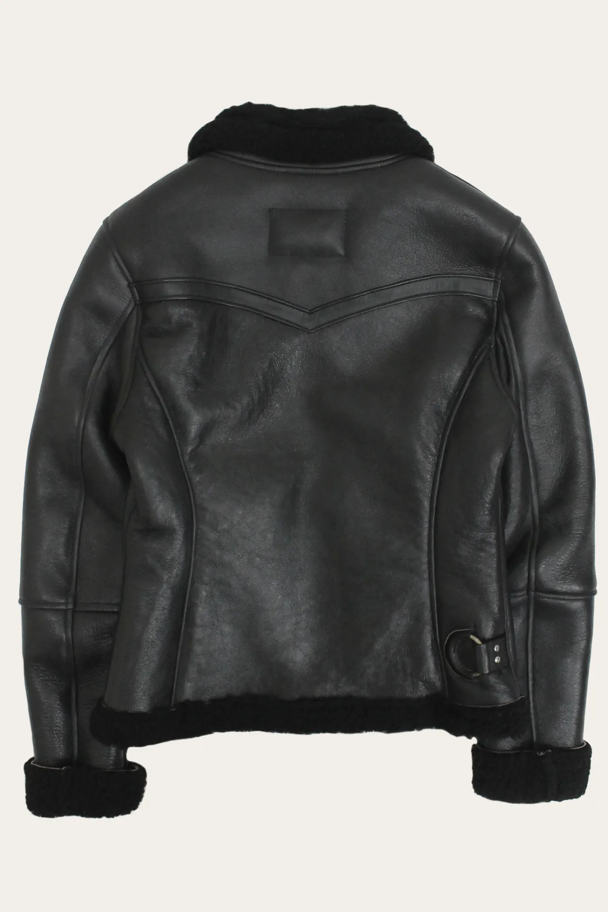 Leather Jackets^Frye Women's Leather Jacket With Sherling Collar And Cuffs Black